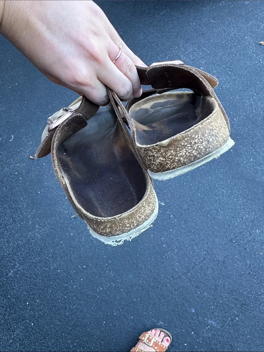 Birkenstock Metallic Rose Gold Double-Strap Sandals